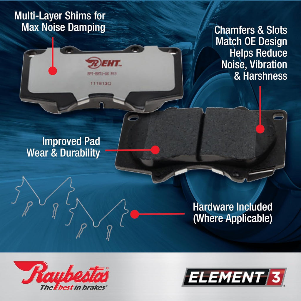 Raybestos Element3 EHTTM Automotive Replacement Front Brake Pad for Select Toyota (4Runner, FJ Cruiser, Sequoia, Tacoma, Tundra), Lexus (GX460,GX470) (EHT976H)