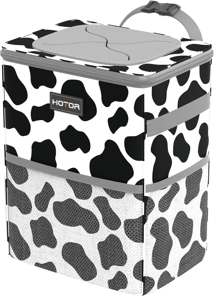 HOTOR Car Trash Can with Lid and Storage Pockets - 100% Leak-Proof Organizer, Waterproof Garbage Can, Multipurpose Trash Bin for Car, 2 Gallons, Black