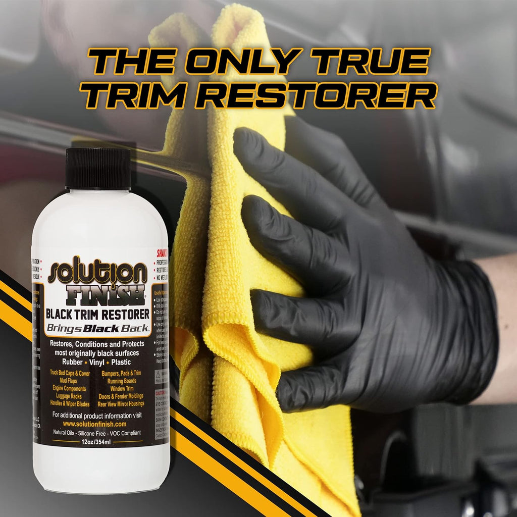 Black Plastic & Vinyl Trim Restorer - Use for Car and Truck Detailing, No Wet Look, Instantly Revives Color to Trim, Bumpers, Mud Flaps, Etc., Black (12 oz)