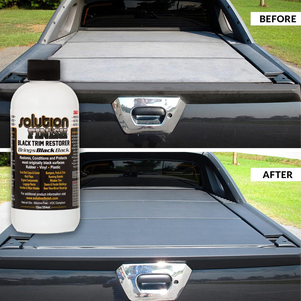Black Plastic & Vinyl Trim Restorer - Use for Car and Truck Detailing, No Wet Look, Instantly Revives Color to Trim, Bumpers, Mud Flaps, Etc., Black (12 oz)