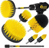 Holikme 6Pack Drill Brush Power Scrubber Cleaning Brush Extended Long Attachment Set All Purpose Drill Scrub Brushes Kit for Grout, Floor, Tub, Shower, Tile, Bathroom and Kitchen Surface，Yellow