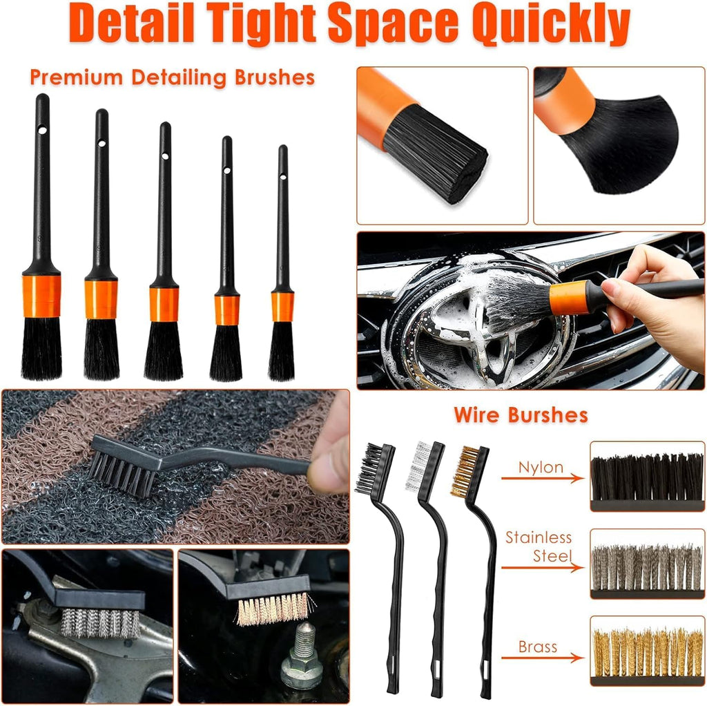 Viewsun 17pcs Car Cleaning Kit, Pink Car Interior Detailing Kit with High Power Handheld Vacuum, Detailing Brush Set, Windshield Cleaner, Cleaning Gel, Complete Auto Accessories for Women Gift