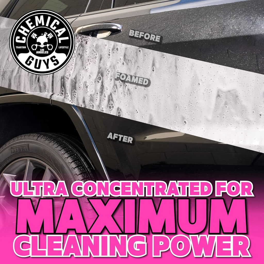 Chemical Guys Mr. Pink Foaming Car Wash Soap, High-Suds pH-Balanced Car Shampoo, Safe for Wax & Sealants, Works with Foam Cannons & Bucket Wash, Safe on All Paint Finishes, 16 oz, Candy Scent
