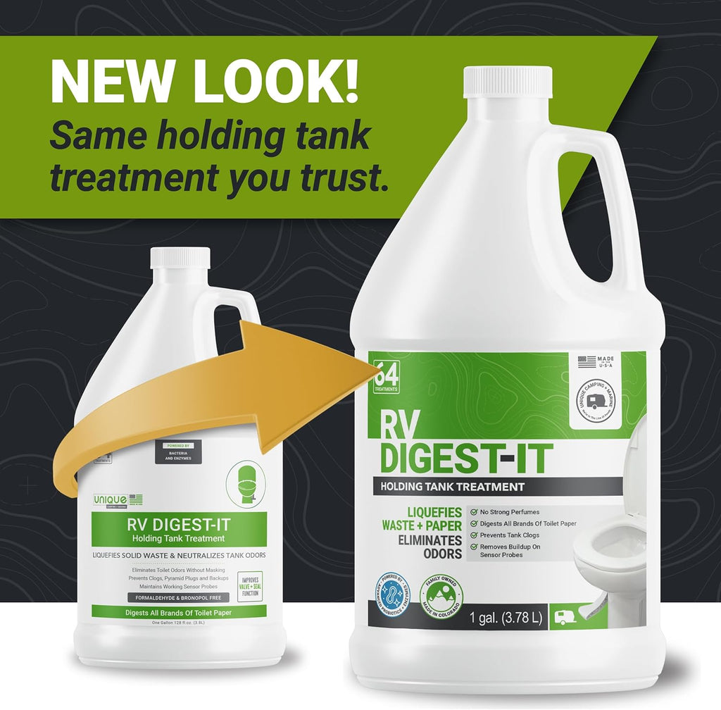 Unique RV Digest-It+ Extra-Strength Ultra-Concentrate - 32 RV Toilet Treatments - Eliminates Smells and Liquifies Waste (32 oz)