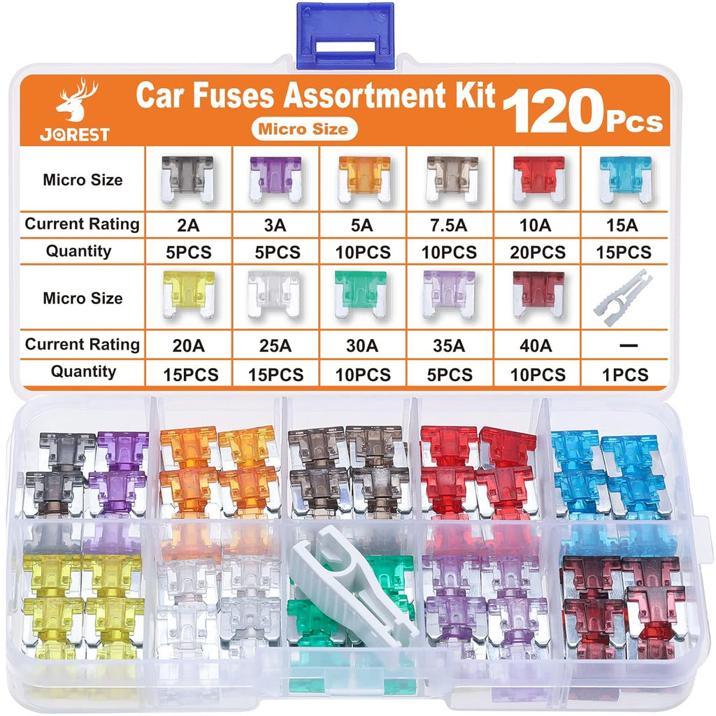 JOREST 300Pcs Car Fuse Assortment Kit, 160 Mini Blade Fuses Automotive + 90 Standard Auto Fuses + 50 Micro + Puller – Replacement for RV Camper Boat Truck (2Amp 3A 5A 7.5A 10A 15A 20A 25A 30A 35A 40A)