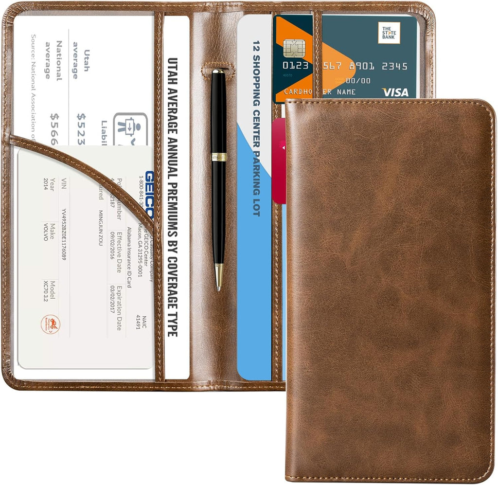 CoBak Car Registration and Insurance Holder - Vehicle Glove Box Car Organizer, Auto Truck Comparment Accessories Case for Essential Document, Driver License, Cards