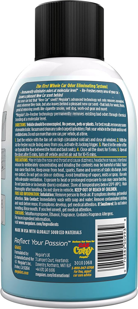 Meguiar's G16402 Whole Car Air Re-Fresher Odor Eliminator Mist, New Car Scent, 2 Fluid Ounces