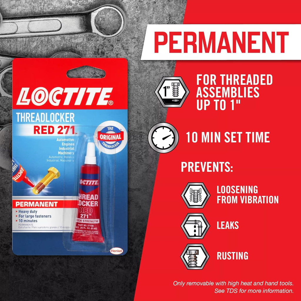 Loctite Threadlocker Blue 242 - Removable Thread Lock Glue for Nuts, Bolts, & Fasteners, Medium Strength Screw Glue to Prevent Loosening & Corrosion - 6 ml, 1 Pack