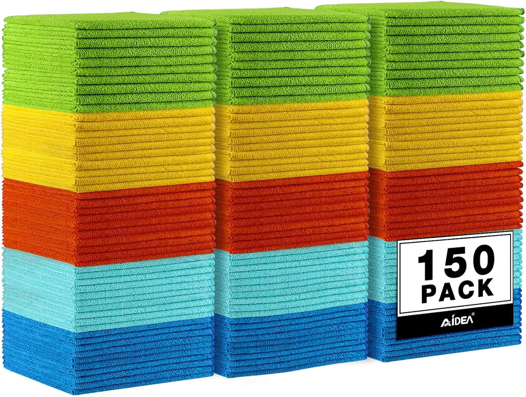 AIDEA Microfiber Cleaning Cloth, 50PK, Microfiber Towels for Cars, Premium All Purpose Car Cloths, Dusting Cloth Cleaning Rags, Absorbent Towels for SUVs, House, Kitchen, Window, 12"×12"