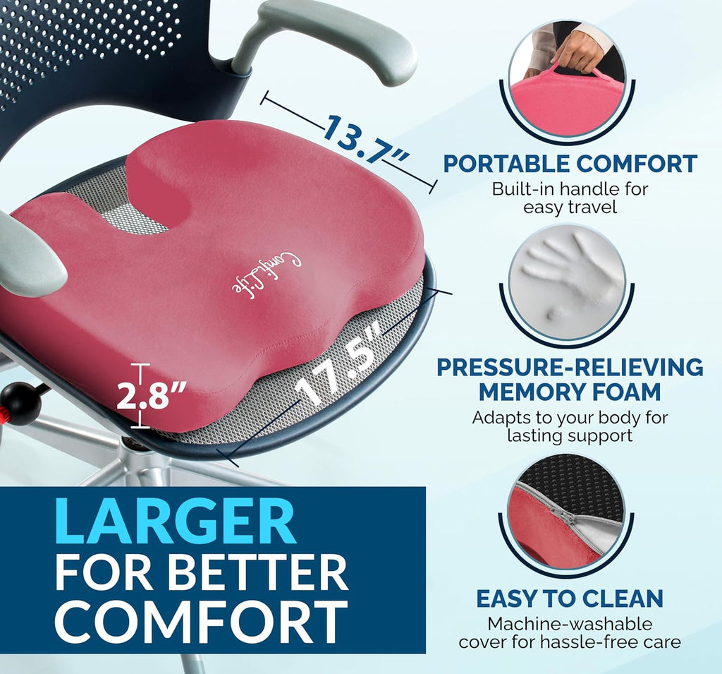 ComfiLife Premium Gel & Memory Foam Seat Cushion – Doctor Recommended Office Chair Cushion, Car Seat Cushion – Chair Cushions for Back & Sciatica Pain Relief – Seat Cushions for Office & Desk (Beige)