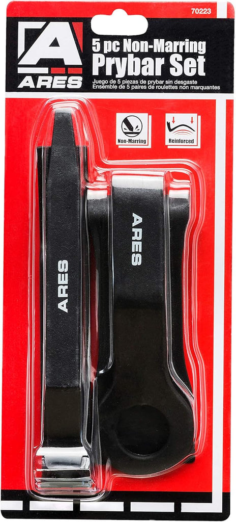 ARES 70223-5-Piece Non-Marring Auto Trim Removal Prybar Set - Remove Trim with Ease - Fasteners, Molding, and Dash Panel Removal Set