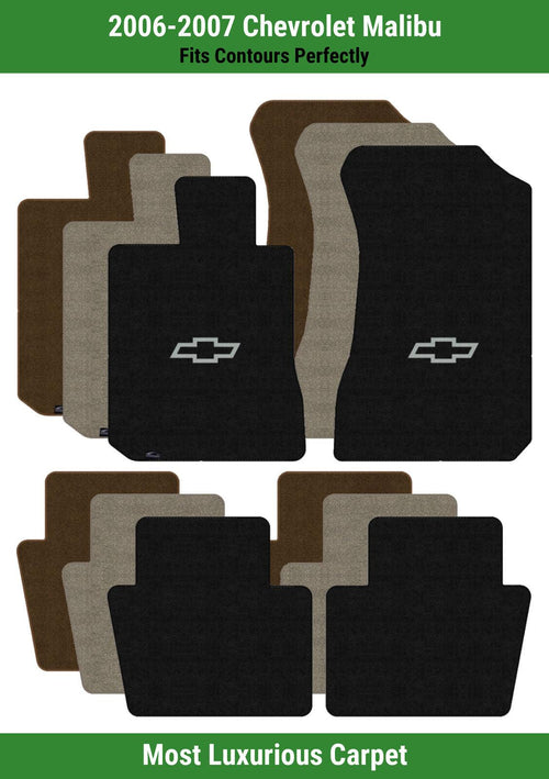 Lloyd Luxe Front & Rear Mats for '06-07 Malibu W/Silver Outline Chevy Bowtie