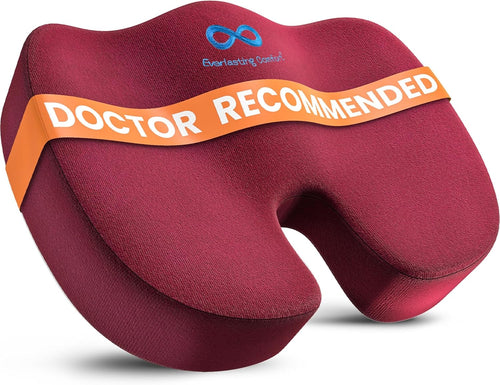 Everlasting Comfort Doctor Recommended Memory Foam Seat Cushion for Office Chairs & Car Seat - Ergonomic Office Desk Accessories for Tailbone Pain Relief, Sciatica & Back Support