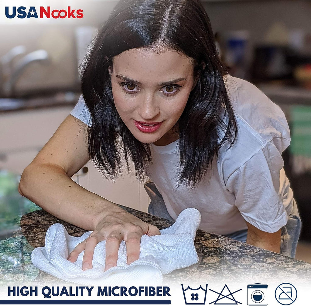 USANOOKS Microfiber Cleaning Cloth Grey - 12 Pcs (12.5"x12.5") - High Performance - 1200 Washes, Ultra Absorbent Microfiber Towel Weave Grime & Liquid for Streak-Free Mirror Shine - Car Washing Cloth