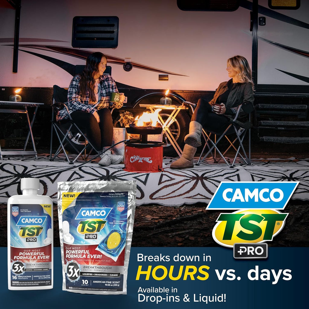 Camco TST MAX RV Toilet Treatment Drop-INs - Control Unwanted Odors & Break Down Waste and Tissue - Safe Septic Tank Treatment - Orange Scent, 30-Pack (41183)