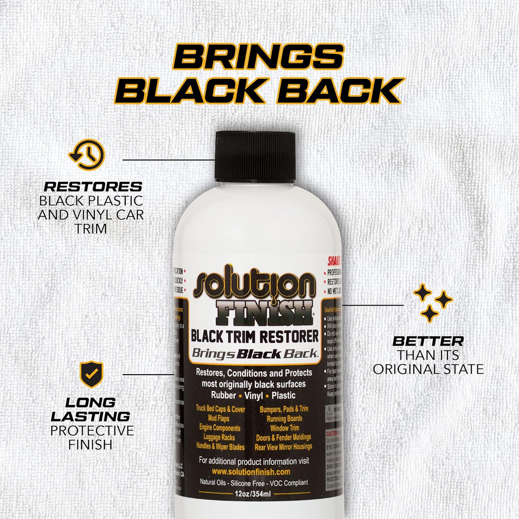 Black Plastic & Vinyl Trim Restorer - Use for Car and Truck Detailing, No Wet Look, Instantly Revives Color to Trim, Bumpers, Mud Flaps, Etc., Black (12 oz)