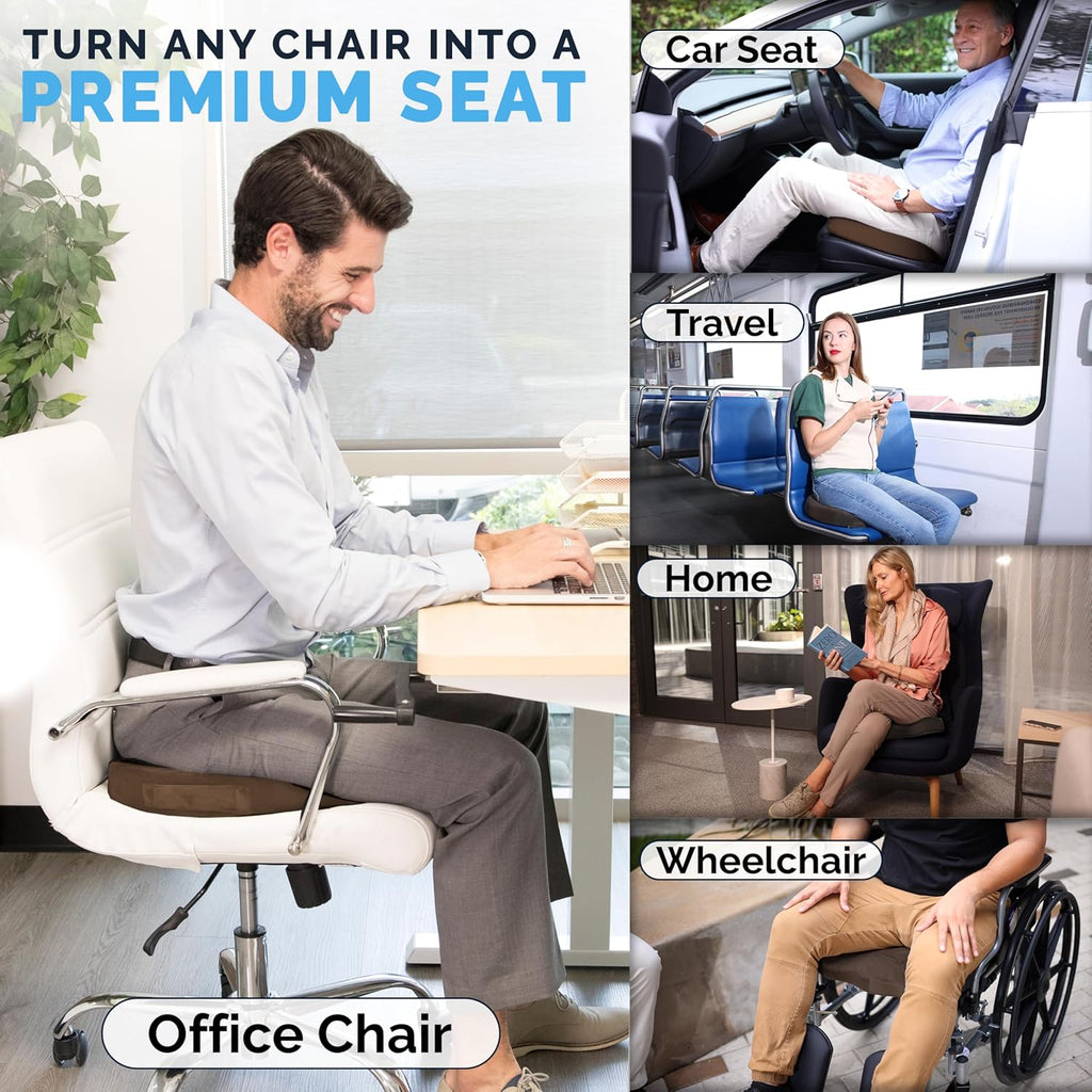 ComfiLife Premium Gel & Memory Foam Seat Cushion – Doctor Recommended Office Chair Cushion, Car Seat Cushion – Chair Cushions for Back & Sciatica Pain Relief – Seat Cushions for Office & Desk (Beige)