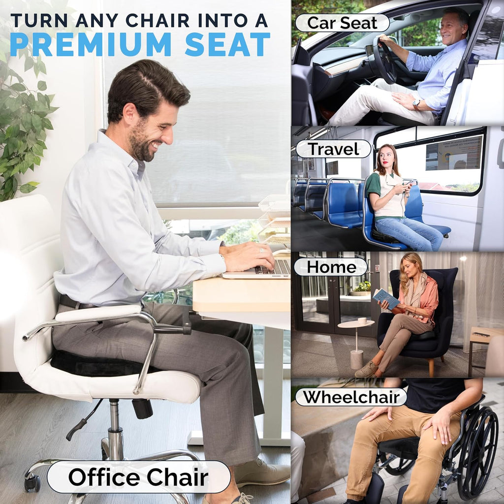 ComfiLife Premium Gel & Memory Foam Seat Cushion – Doctor Recommended Office Chair Cushion, Car Seat Cushion – Chair Cushions for Back & Sciatica Pain Relief – Seat Cushions for Office & Desk (Beige)