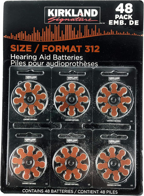 Kirkland Signature 1.45 Volt Mercury Free Premium Quality Hearing Aid Batteries, 312 (48-Pack)