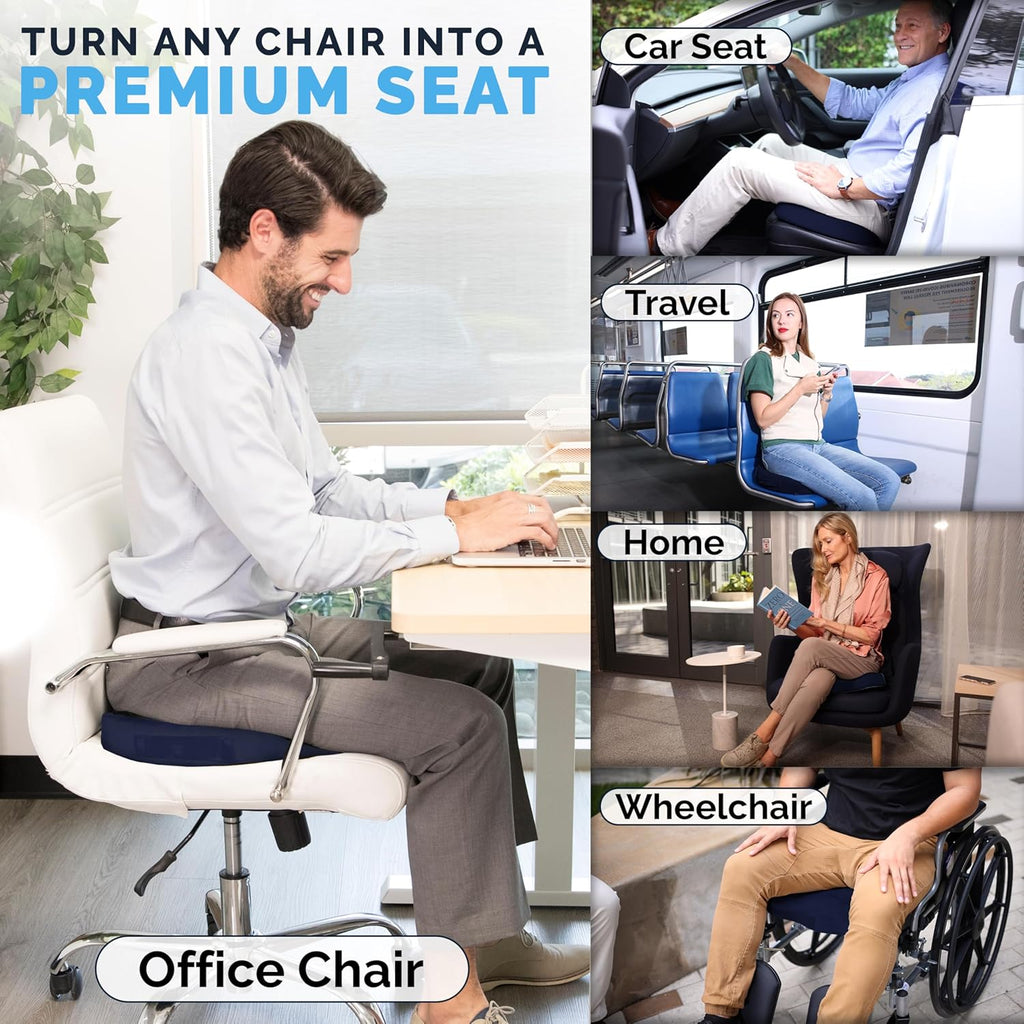 ComfiLife Premium Gel & Memory Foam Seat Cushion – Doctor Recommended Office Chair Cushion, Car Seat Cushion – Chair Cushions for Back & Sciatica Pain Relief – Seat Cushions for Office & Desk (Beige)