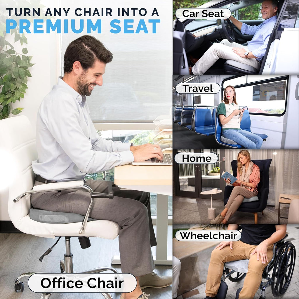 ComfiLife Premium Gel & Memory Foam Seat Cushion – Doctor Recommended Office Chair Cushion, Car Seat Cushion – Chair Cushions for Back & Sciatica Pain Relief – Seat Cushions for Office & Desk (Beige)