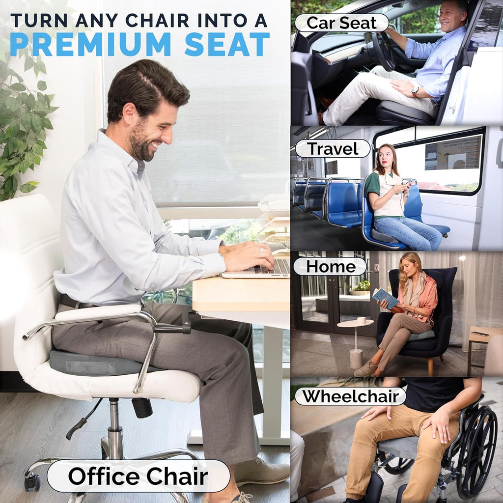 ComfiLife Premium Gel & Memory Foam Seat Cushion – Doctor Recommended Office Chair Cushion, Car Seat Cushion – Chair Cushions for Back & Sciatica Pain Relief – Seat Cushions for Office & Desk (Beige)