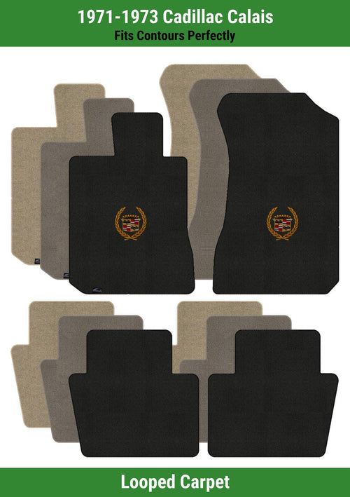 Lloyd Loop Front & Rear Mats for '71-73 Calais W/Gold Cadillac Crest