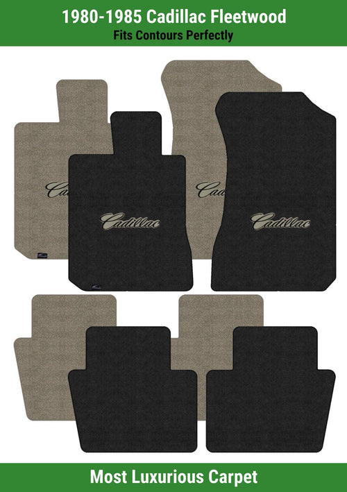Lloyd Luxe Front & Rear Mats for '80-85 Fleetwood W/Black on Tan Cadillac