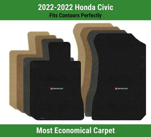 Lloyd Velourtex Front Mats for '22 Civic W/Red & Black Honda H & Word Combo