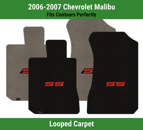 Lloyd Classic Loop Front Mats for '06-07 Chevy Malibu W/Ss Letters Red on Black