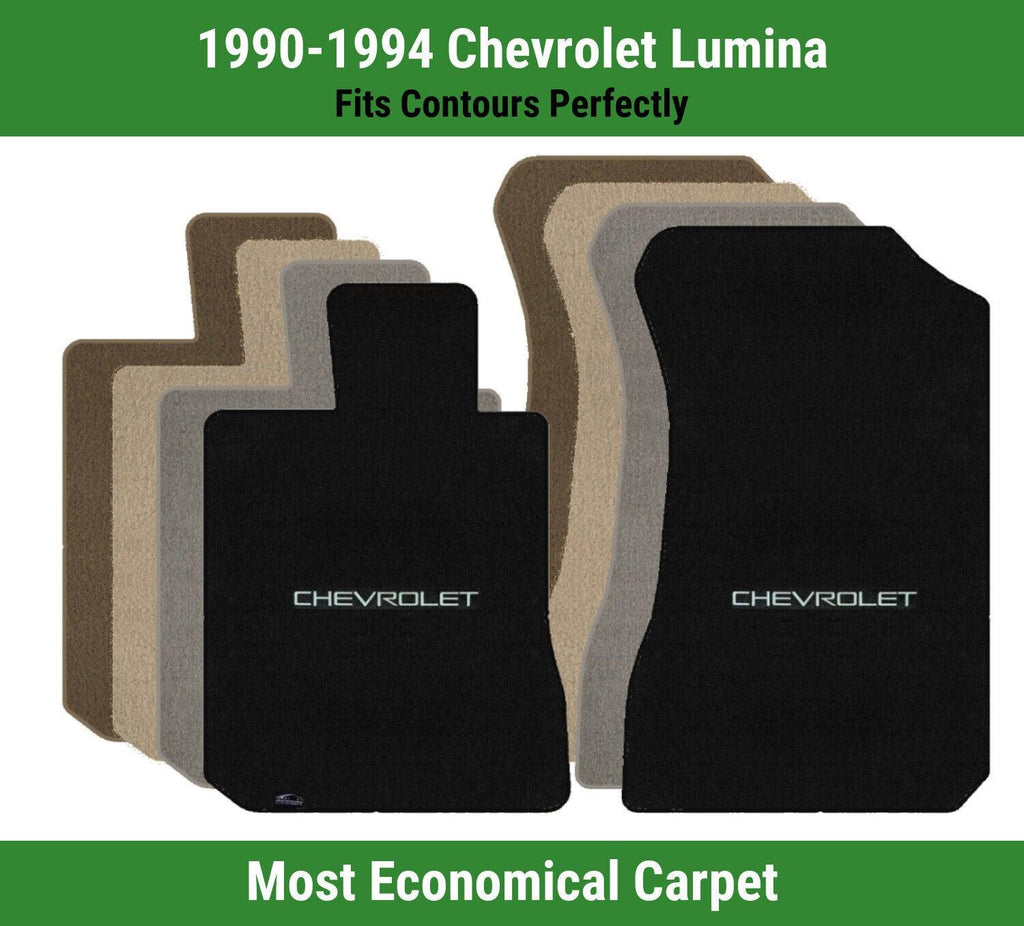 Lloyd Velourtex Front Mats for '90-94 Chevy Lumina W/Chevy Silver on Black