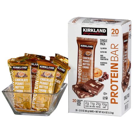 Kirkland Signature Protein Bars Chocolate Peanut Butter Chunk 2.12 oz, 20-count