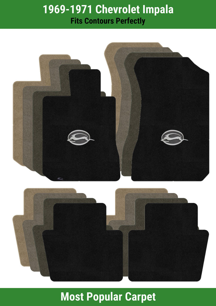 Lloyd Ultimat Front & Rear Carpet Mats for '69-71 Chevy Impala W/Impala Emblem