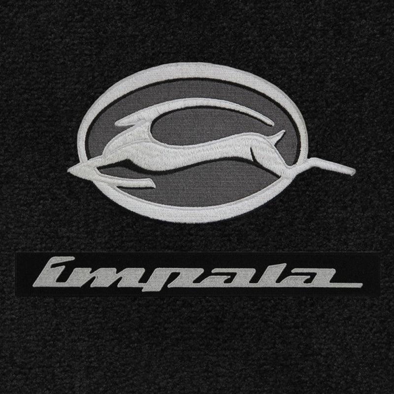 Lloyd Luxe Front & Rear Mats for '69-71 Impala W/Impala Script Silver on Black W