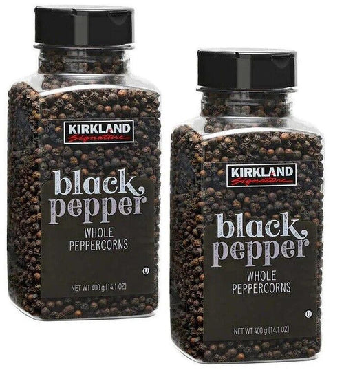 2 Jars Kirkland Signature Whole Black Pepper Peppercorn 14.1 OZ Each Jar