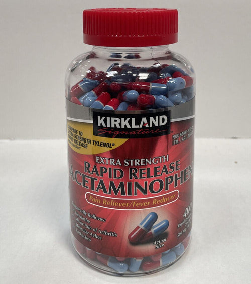 Kirkland Signature Extra Strength RAPID RELEASE ACETAMINOPHEN 500Mg. 400 Gelcaps
