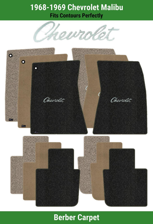 Lloyd Berber Front & Rear Mats for '68-69 Chevy Malibu W/Silver Chevy Letters