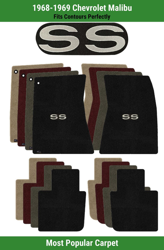 Lloyd Ultimat Front & Rear Mats for '68-69 Chevy Malibu W/Silver on Black SS