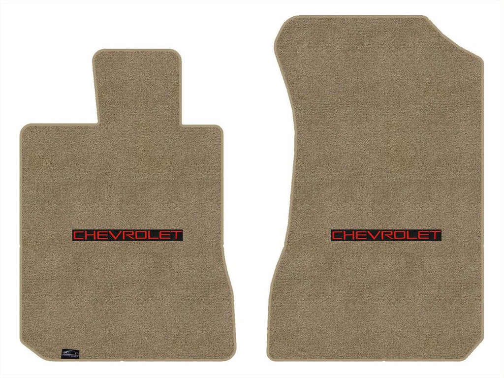 Lloyd Ultimat Front Carpet Mats for '73-77 Chevy Laguna W/Chevy Red on Black
