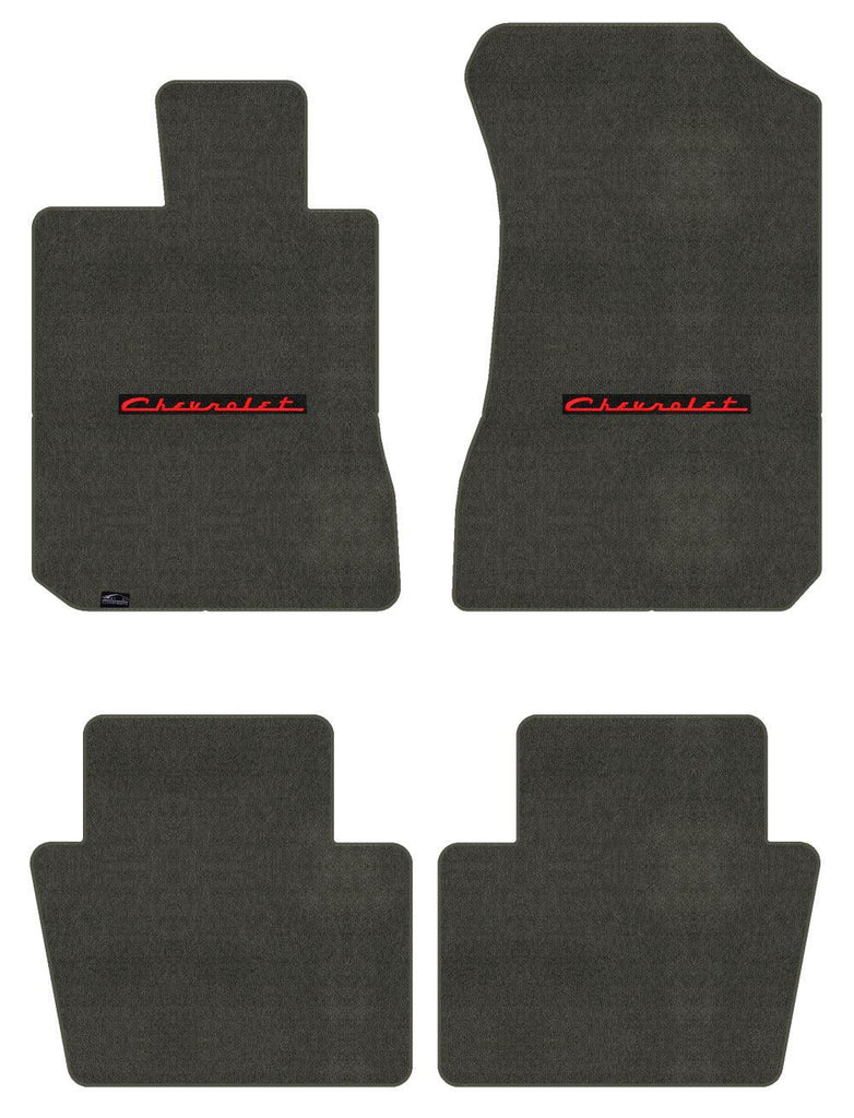 Lloyd Velourtex Front & Rear Mats for '58 Chevy Biscayne W/Red on Black Chevy