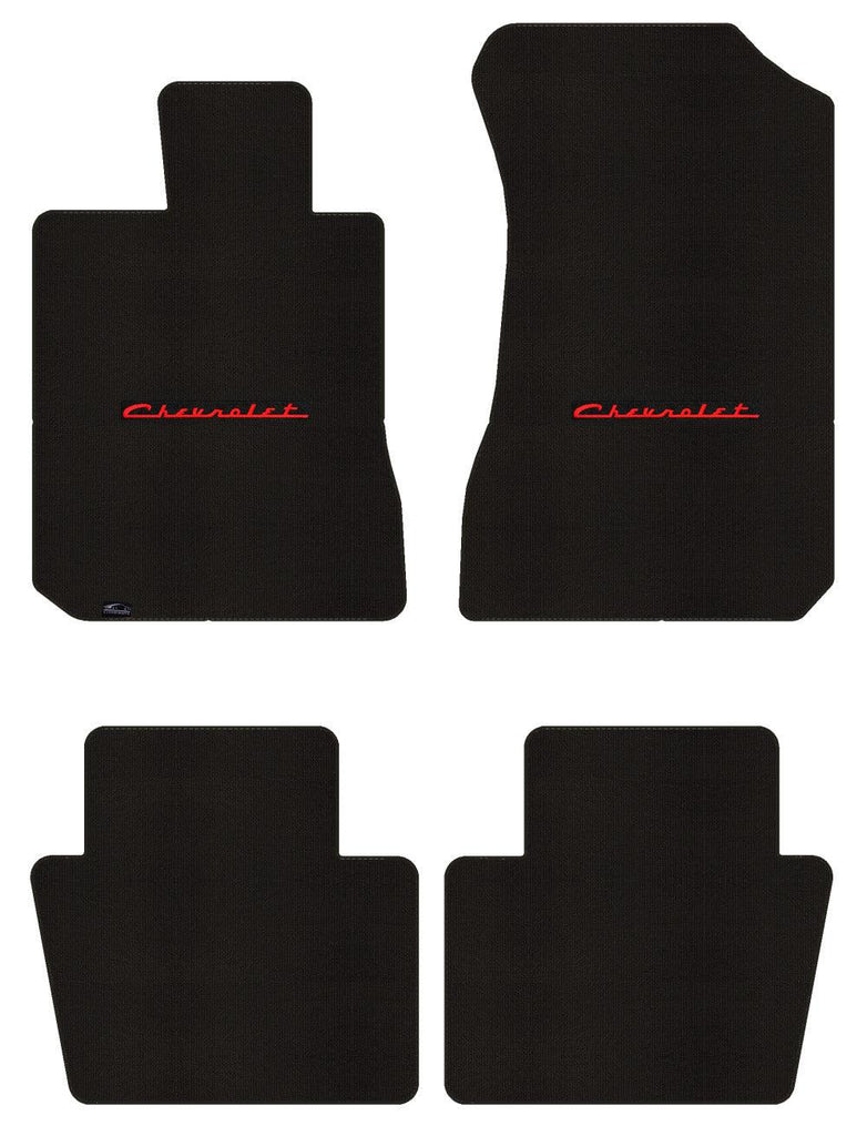 Lloyd Berber Front & Rear Mats for '58 Chevy Biscayne W/Red on Black Chevy