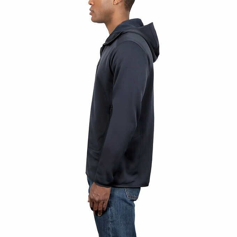 Kirkland Signature Men’S Hooded Fleece Jacket, BLACK - BLUE COLOR, FAST SHIPPING