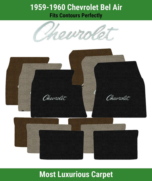 Lloyd Luxe Front & Rear Mats for '59-60 Chevy Bel Air W/Black Chevy Letters