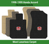 Lloyd Luxe Front Carpet Mats for '98-99 Honda Accord W/Red on Black Honda H Logo