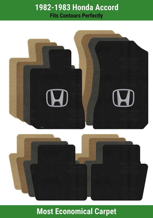 Lloyd Velourtex Front & Rear Mats for '82-83 Accord W/Silver on Black Honda H