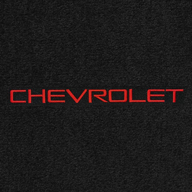 Lloyd Luxe Front & Rear Carpet Mats for '90-94 Chevy Lumina W/Chevy Red on Black