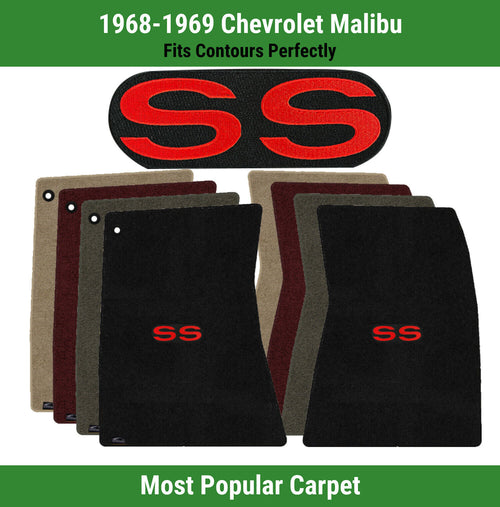 Lloyd Ultimat Front Carpet Mats for '68-69 Chevy Malibu W/Red on Black SS Logo