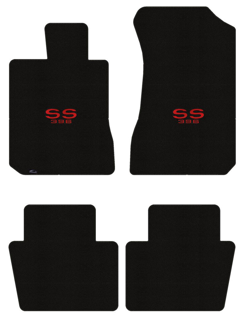 Lloyd Classic Loop Front & Rear Mats for '58 Chevy Bel Air W/Red on Black SS 396