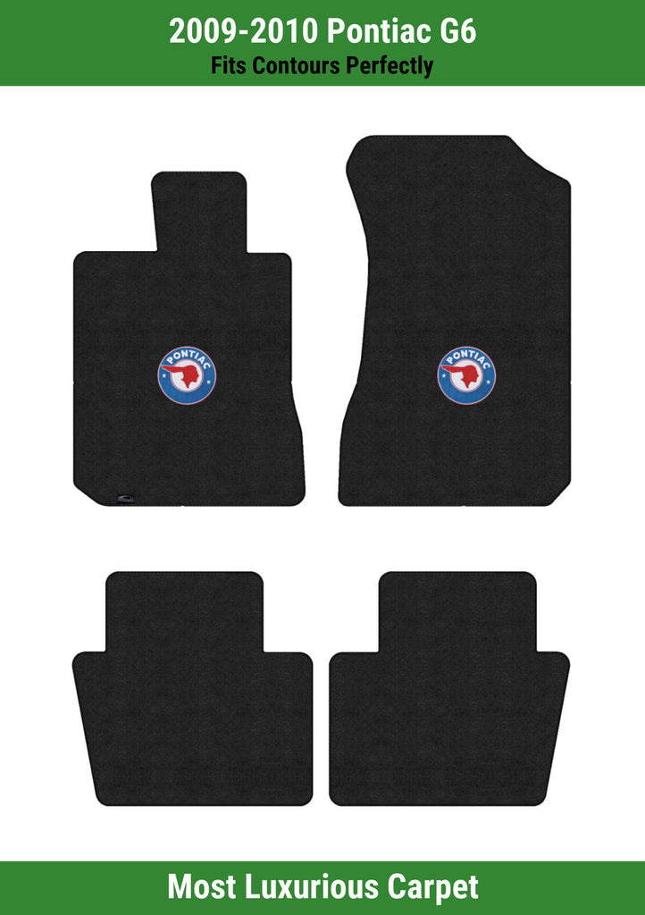 Lloyd Luxe Front & Rear Carpet Mats for '09-10 Pontiac G6 W/Pontiac Chief Logo