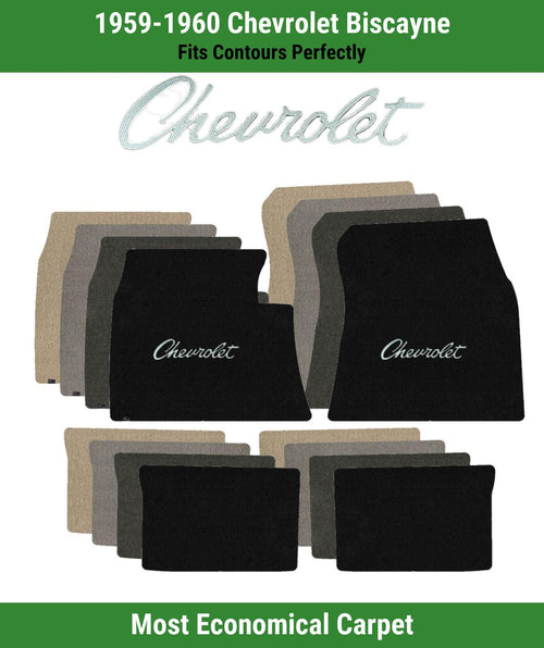Lloyd Velourtex Front & Rear Mats for '59-60 Biscayne W/Silver Chevy Letters